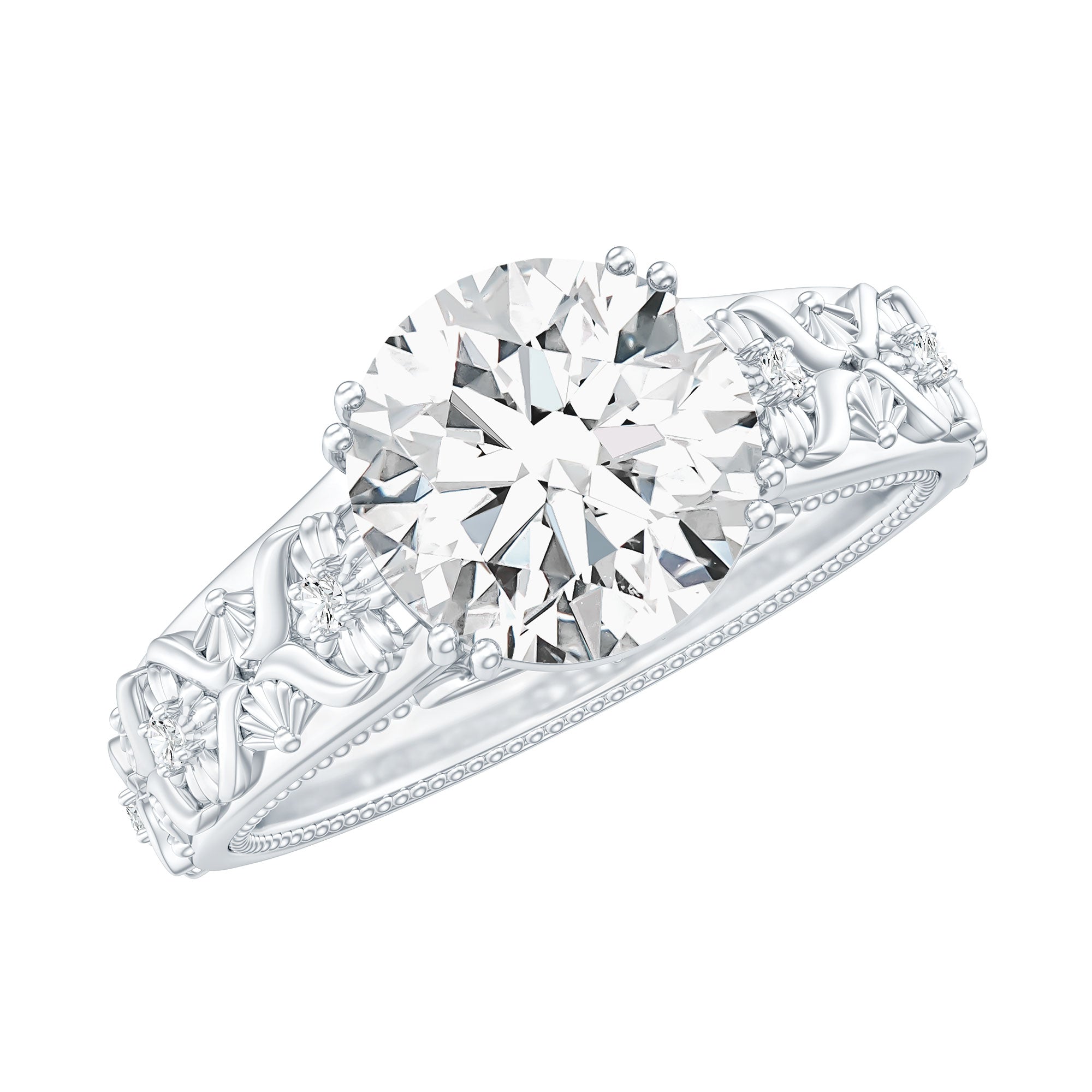 2 Carat Moissanite Double Prong Vintage Engagement Ring