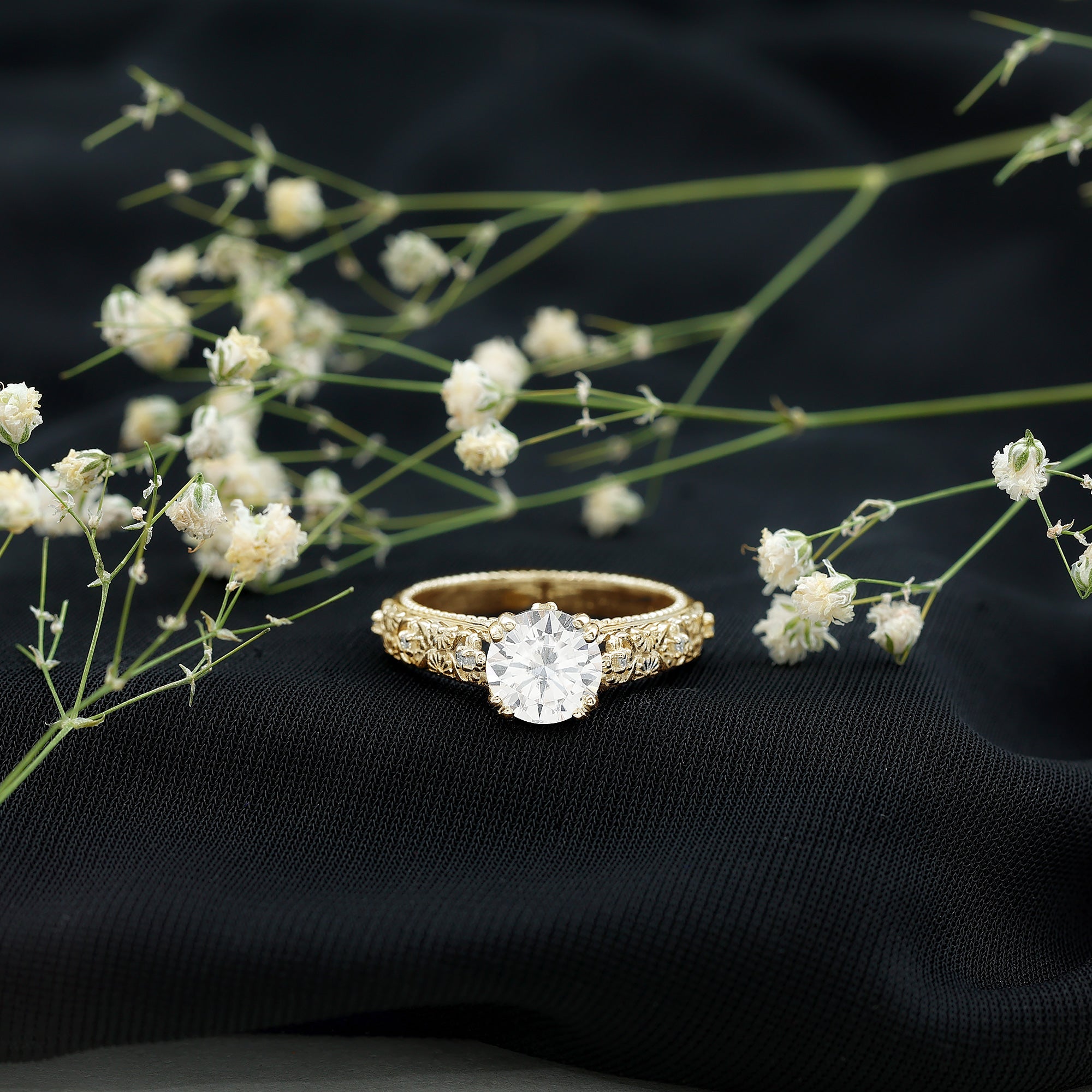 2 Carat Moissanite Double Prong Vintage Engagement Ring