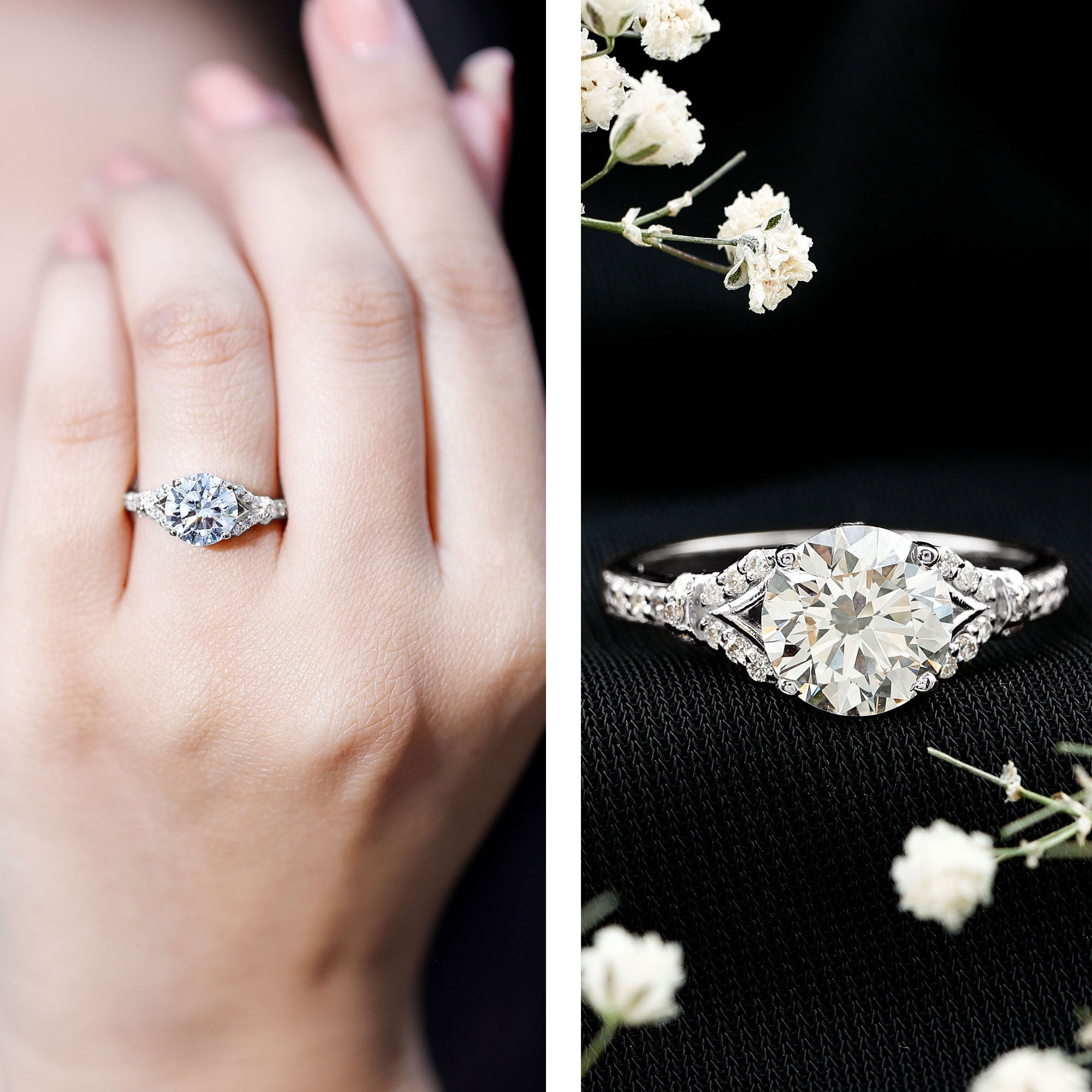 Certified 2Ct Lab Grown Diamond Split Shank Engagement Ring