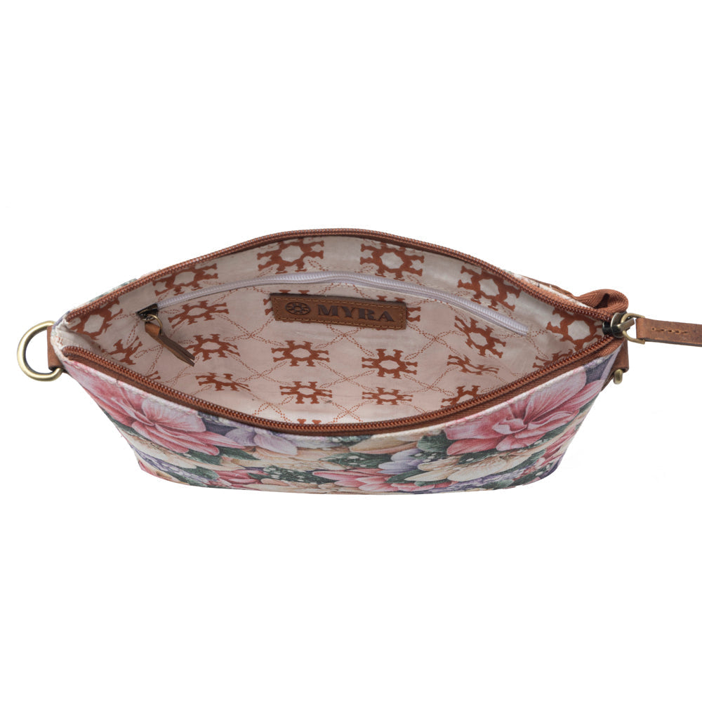 Myra Wildflower Trail Cotton & Leather Crossbody Bag in Vintage Rose