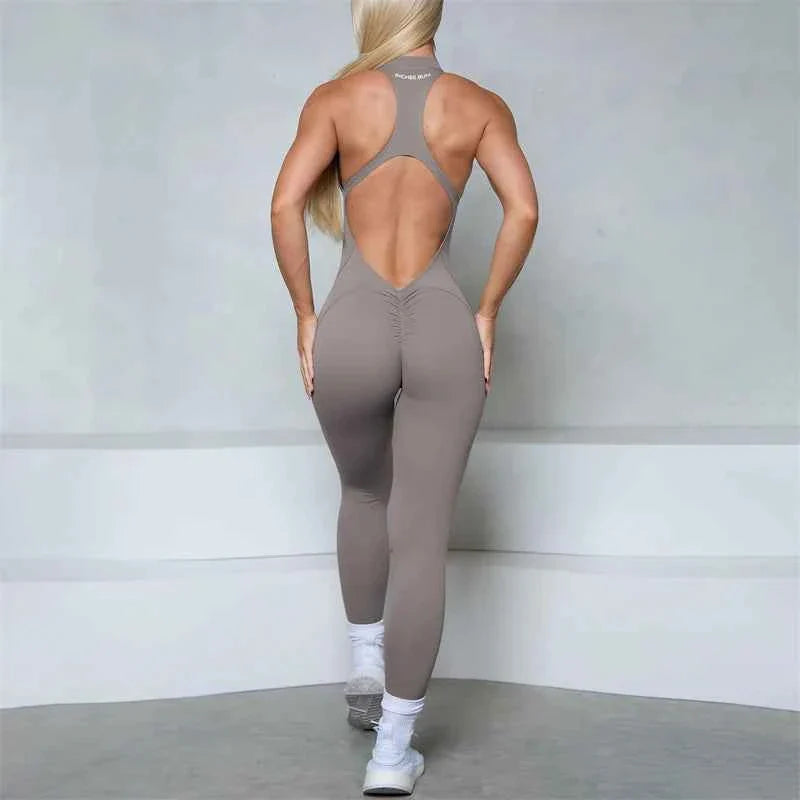 Women’s Sleeveless Zipper Jumpsuit Gym Wear