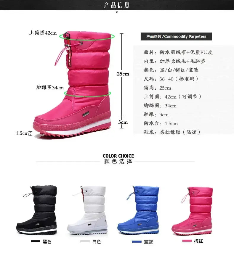 Winter Boots for Women Fashion Thick Plush Waterproof Non-slip Boots Couple Winter Shoes High Quality Warm Fur Boots New Zapatos