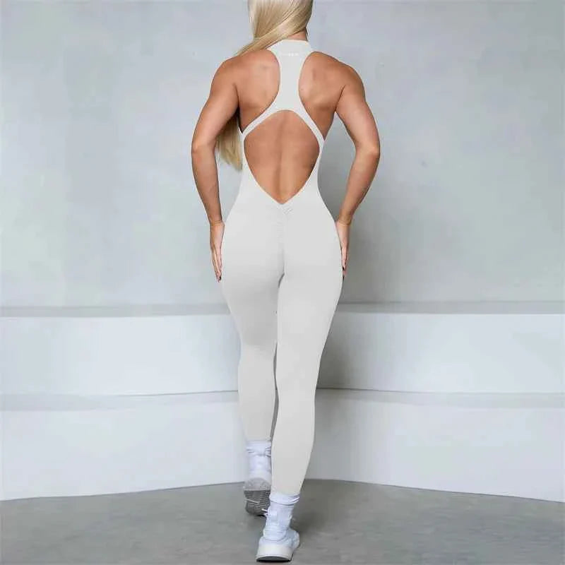 Women’s Sleeveless Zipper Jumpsuit Gym Wear