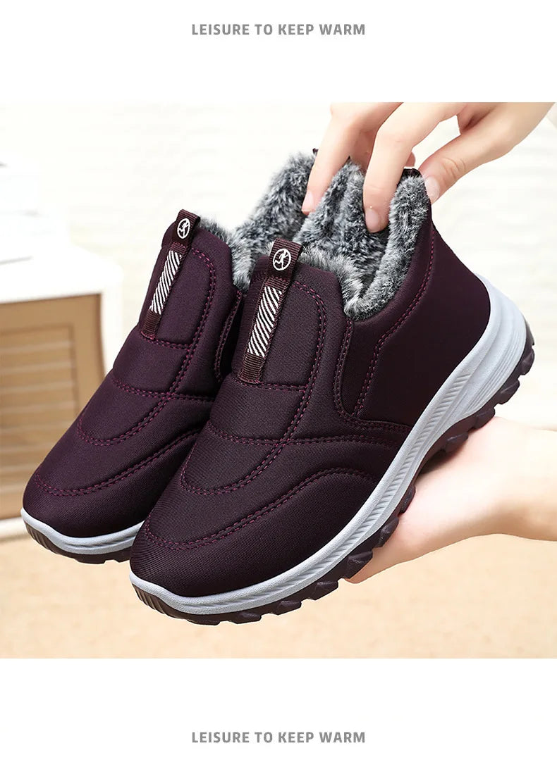 Winter Women Boots Outdoor Snow Boots Warm Lightweight Cotton Boot Non-slip Hiking Walking Shoes Fur Comfortable Women Ankle Boo