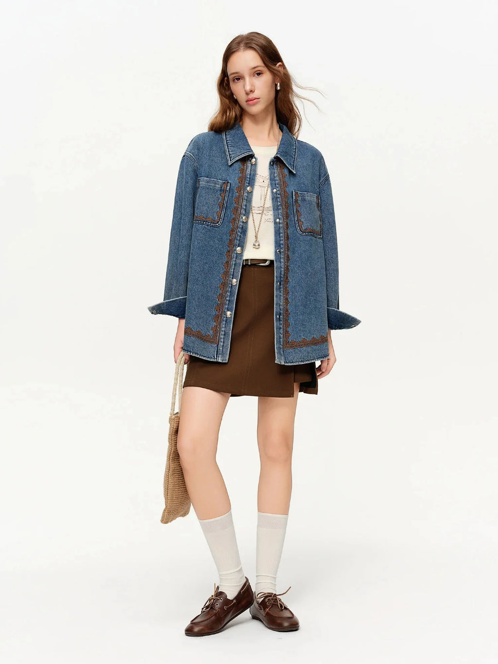 Embroidered Denim Jacket Lace Women's Spring Outerwear
