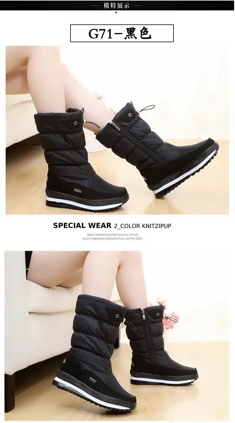 Winter Boots for Women Fashion Thick Plush Waterproof Non-slip Boots Couple Winter Shoes High Quality Warm Fur Boots New Zapatos