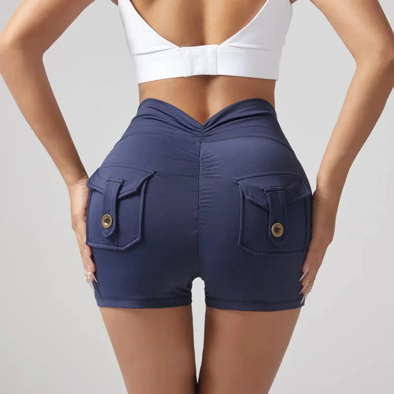 🍑 Geraffte High-Waist-Leggings mit Taschen für Damen