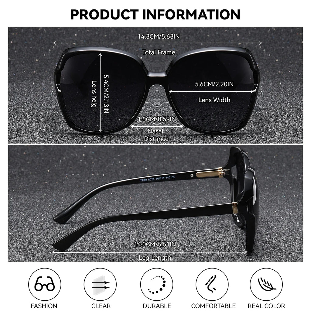 BARCUR Women’s Gradient Butterfly Frame Polarized Fashionable Sunglasses – Trendy Elegant Large PC Elliptical Design with UV400 Protection for Summer Travel Beach Shopping & Summer Style – White Gift Box Included