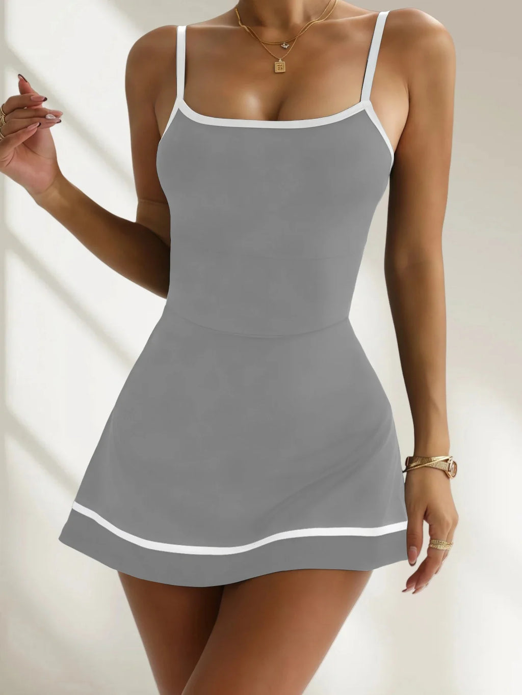 Women's color blocked tennis short skirt