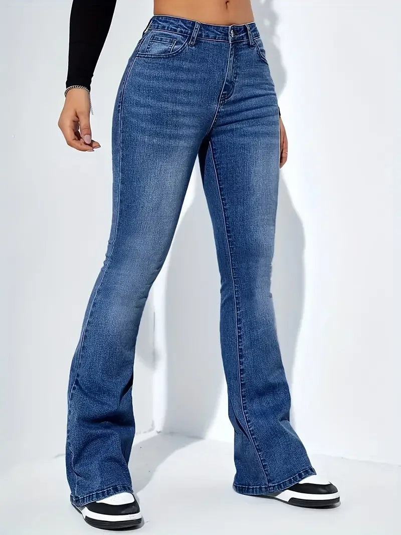 Women Flare Stretch Jeans High Waist