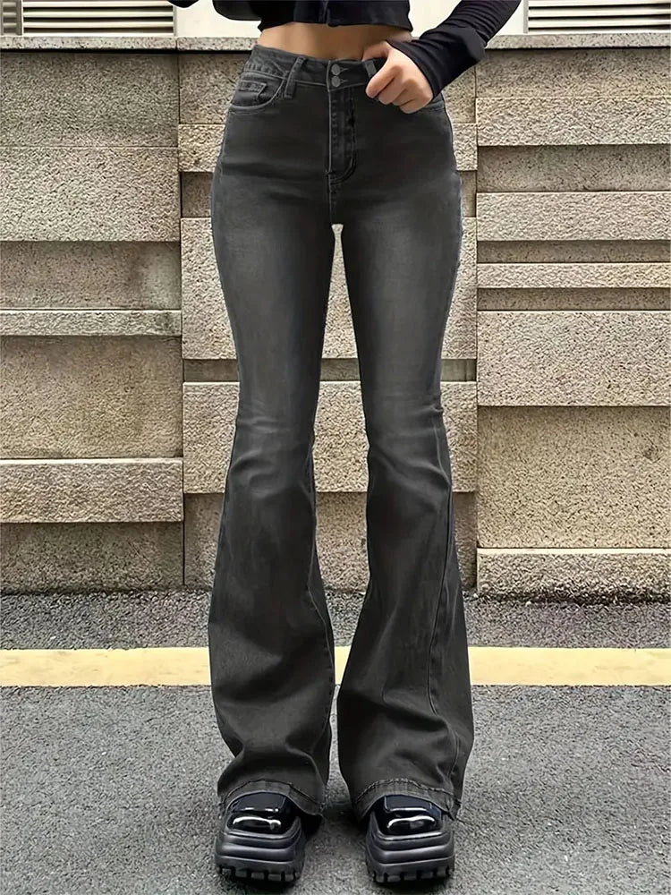 Women Flare Stretch Jeans High Waist