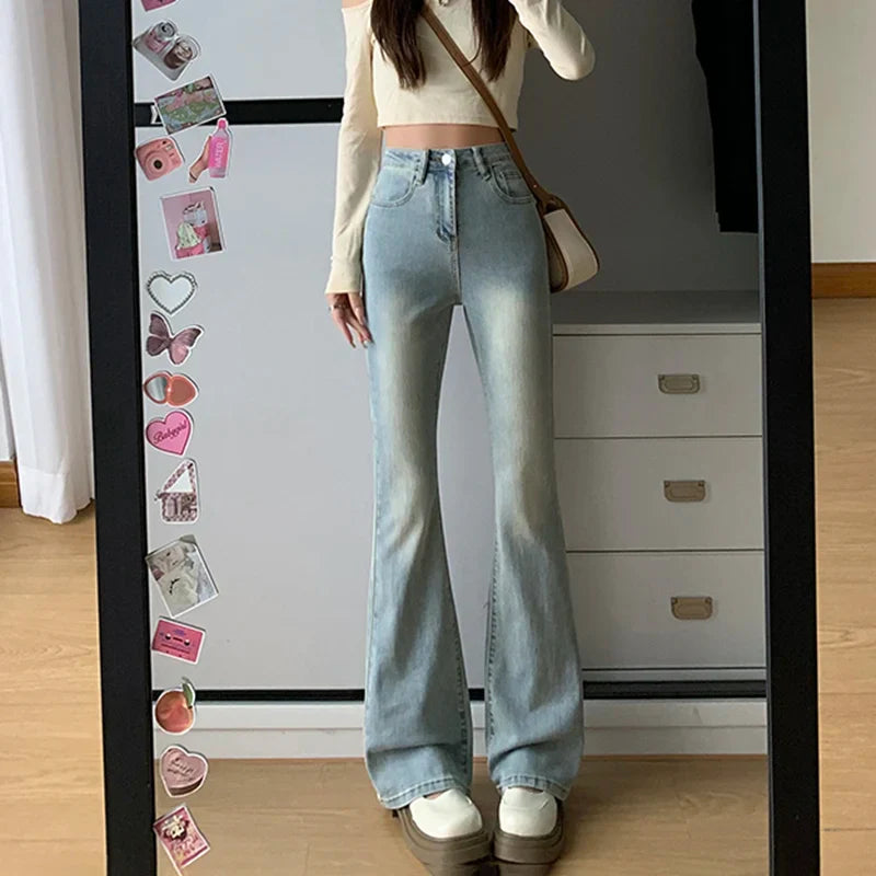 Women Flare Stretch Jeans High Waist