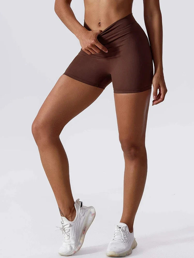 Women's Tummy Control Ruched Booty Shorts, High Rise Non-Slip Biker Shorts for Running Fitness