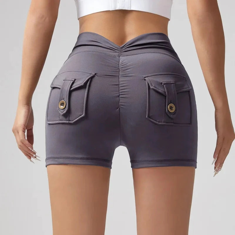 🍑 Geraffte High-Waist-Leggings mit Taschen für Damen