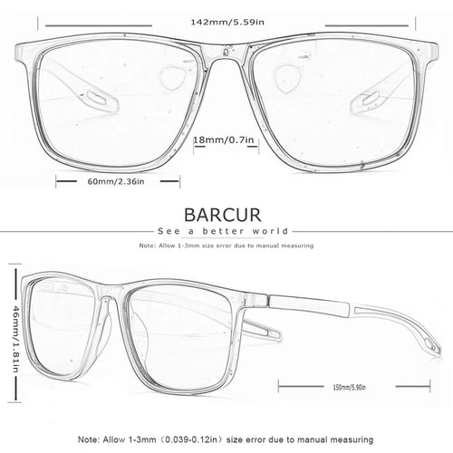 BARCUR Sports Style Anti-Blue Light Reading Glasses – Fashion Transparent PC Frame for Men and Women with Multiple Degrees Lightweight Rectangle Eyewear for Home Office and Daily Use