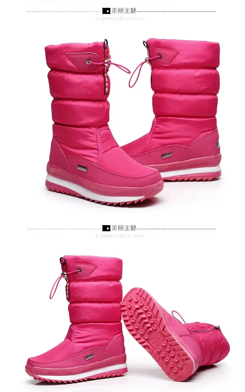 Winter Boots for Women Fashion Thick Plush Waterproof Non-slip Boots Couple Winter Shoes High Quality Warm Fur Boots New Zapatos
