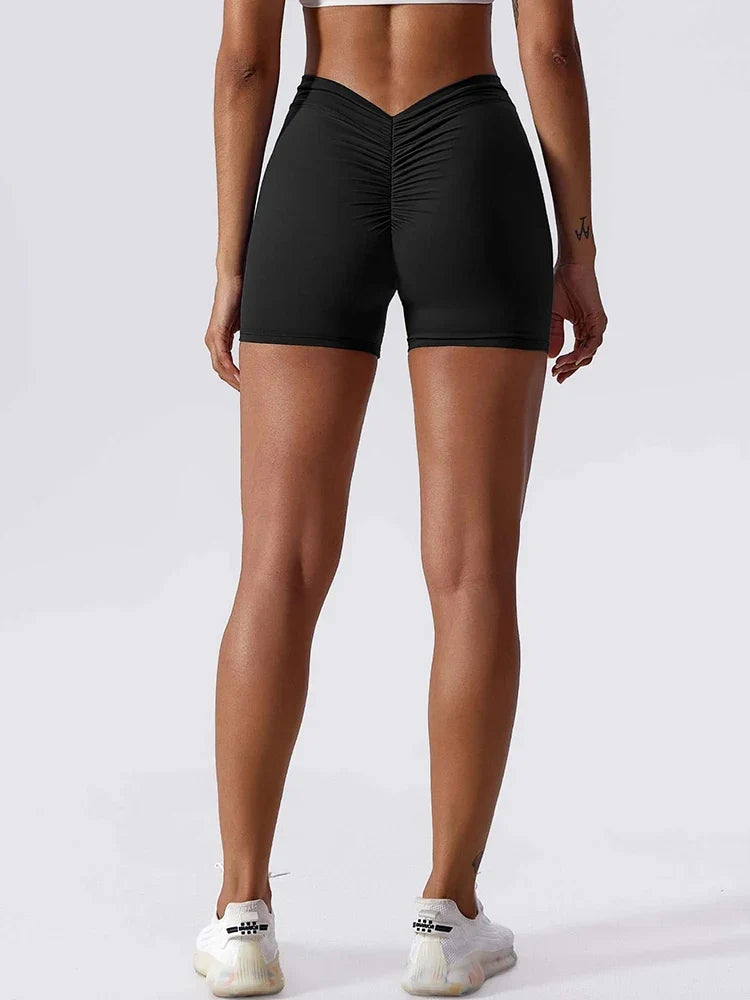 Women's Tummy Control Ruched Booty Shorts, High Rise Non-Slip Biker Shorts for Running Fitness