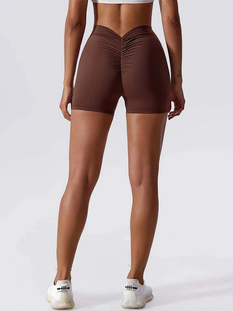 Women's Tummy Control Ruched Booty Shorts, High Rise Non-Slip Biker Shorts for Running Fitness