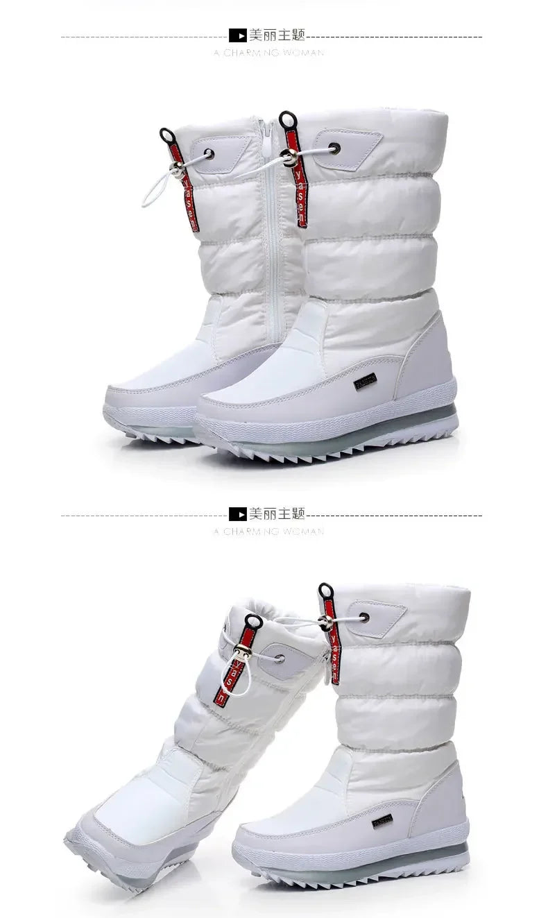 Winter Boots for Women Fashion Thick Plush Waterproof Non-slip Boots Couple Winter Shoes High Quality Warm Fur Boots New Zapatos