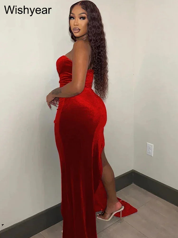 Elegant Sparkly Bodycon Long Dresses with Trail