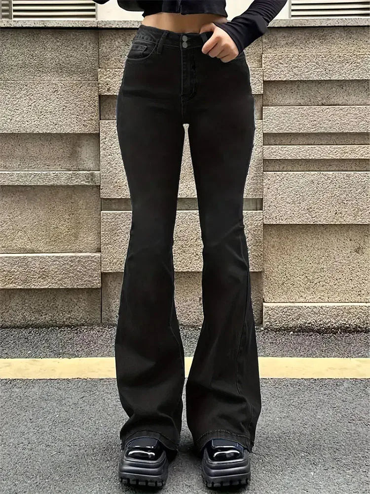 Women Flare Stretch Jeans High Waist
