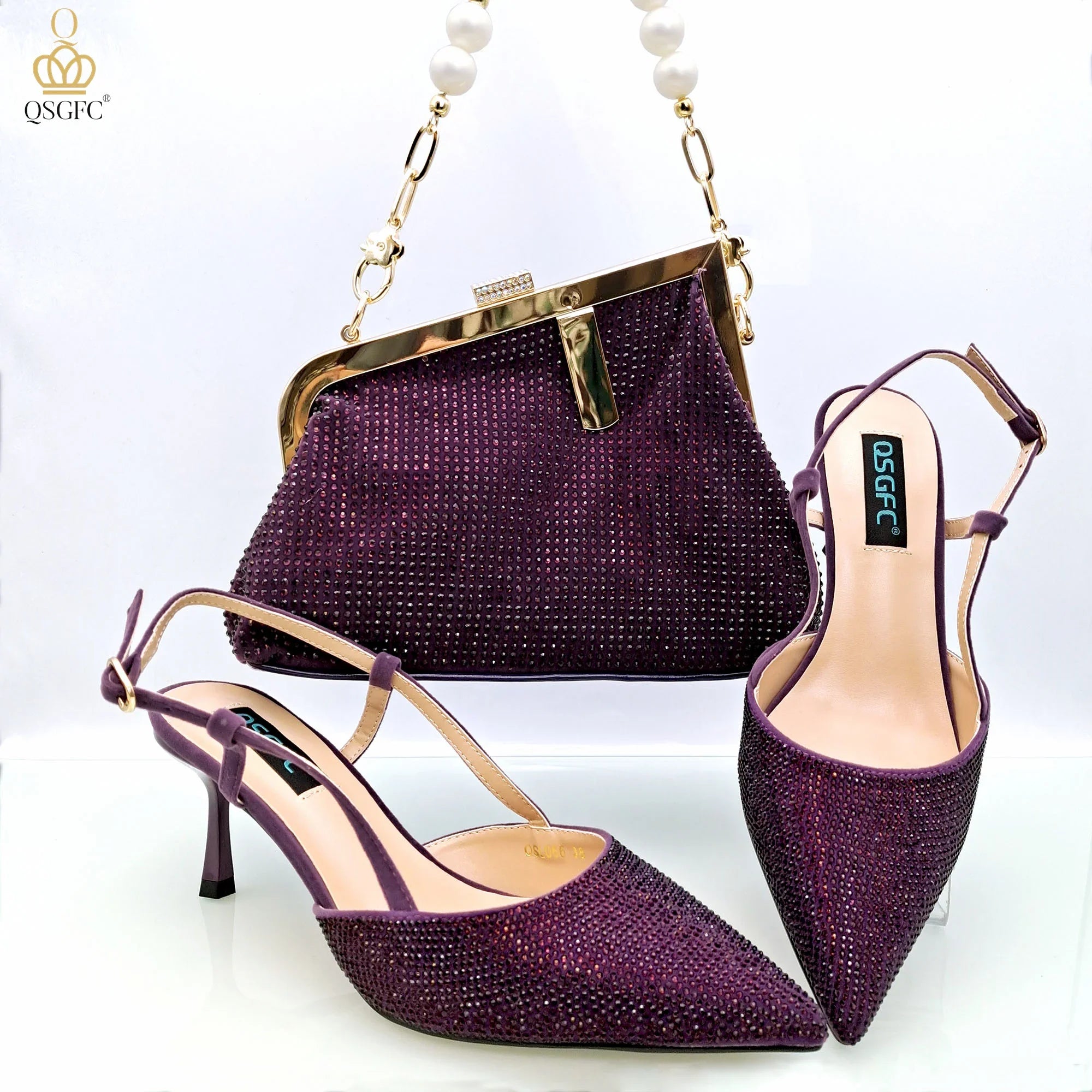Modische Umhängetasche und High Heels mit Riemchen Set