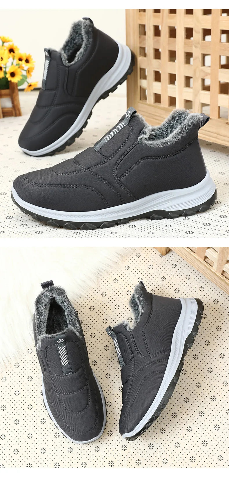 Winter Women Boots Outdoor Snow Boots Warm Lightweight Cotton Boot Non-slip Hiking Walking Shoes Fur Comfortable Women Ankle Boo