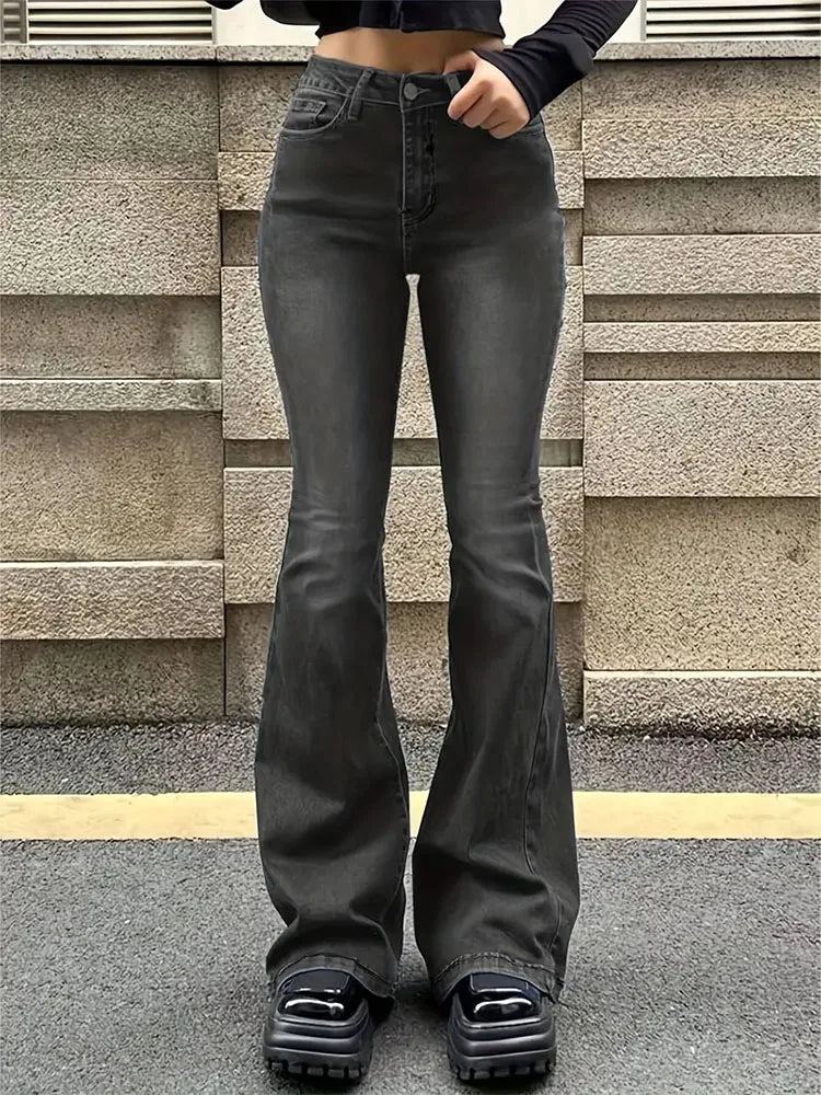 Women Flare Stretch Jeans High Waist