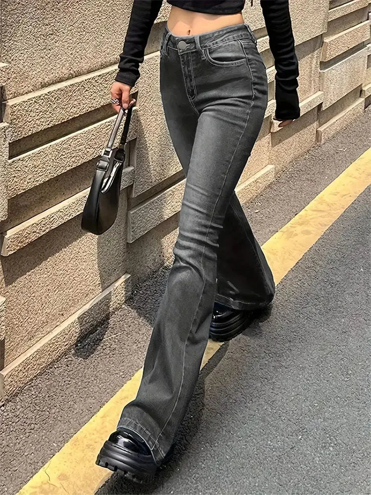 Women Flare Stretch Jeans High Waist