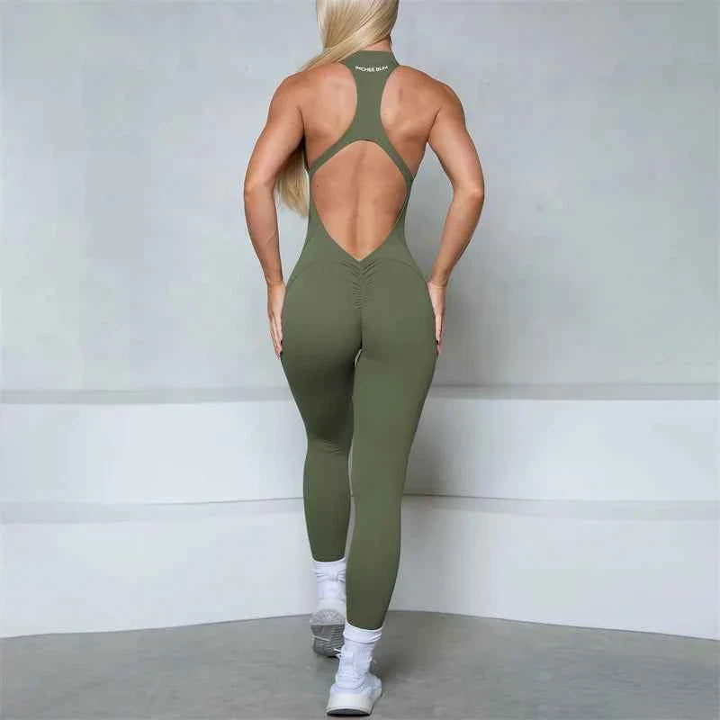 Women’s Sleeveless Zipper Jumpsuit Gym Wear