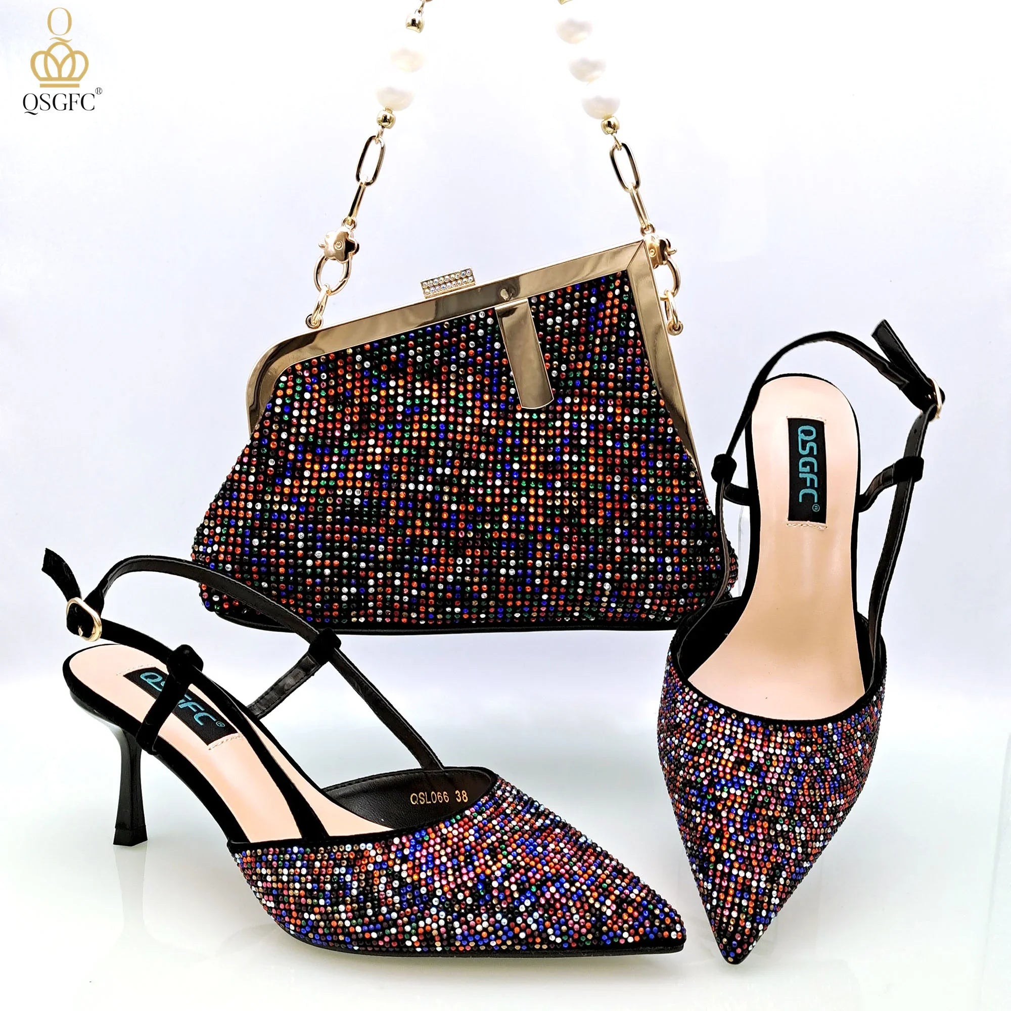 Modische Umhängetasche und High Heels mit Riemchen Set