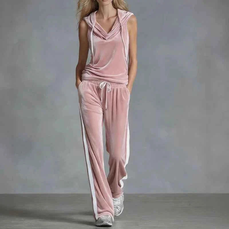 Summer Casual Women's Velvet Tracksuit Set