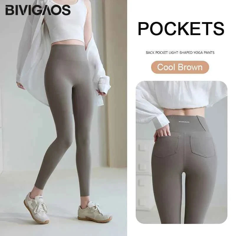 BIVIGAOS Women's Sharkskin Leggings - White