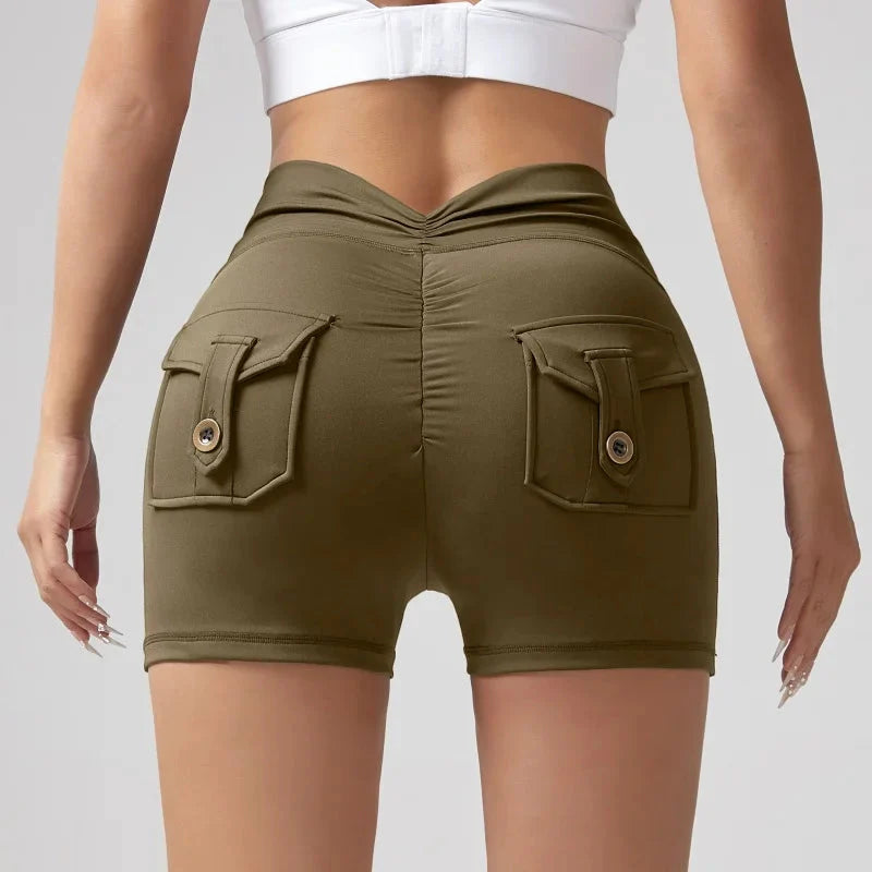 🍑 Geraffte High-Waist-Leggings mit Taschen für Damen