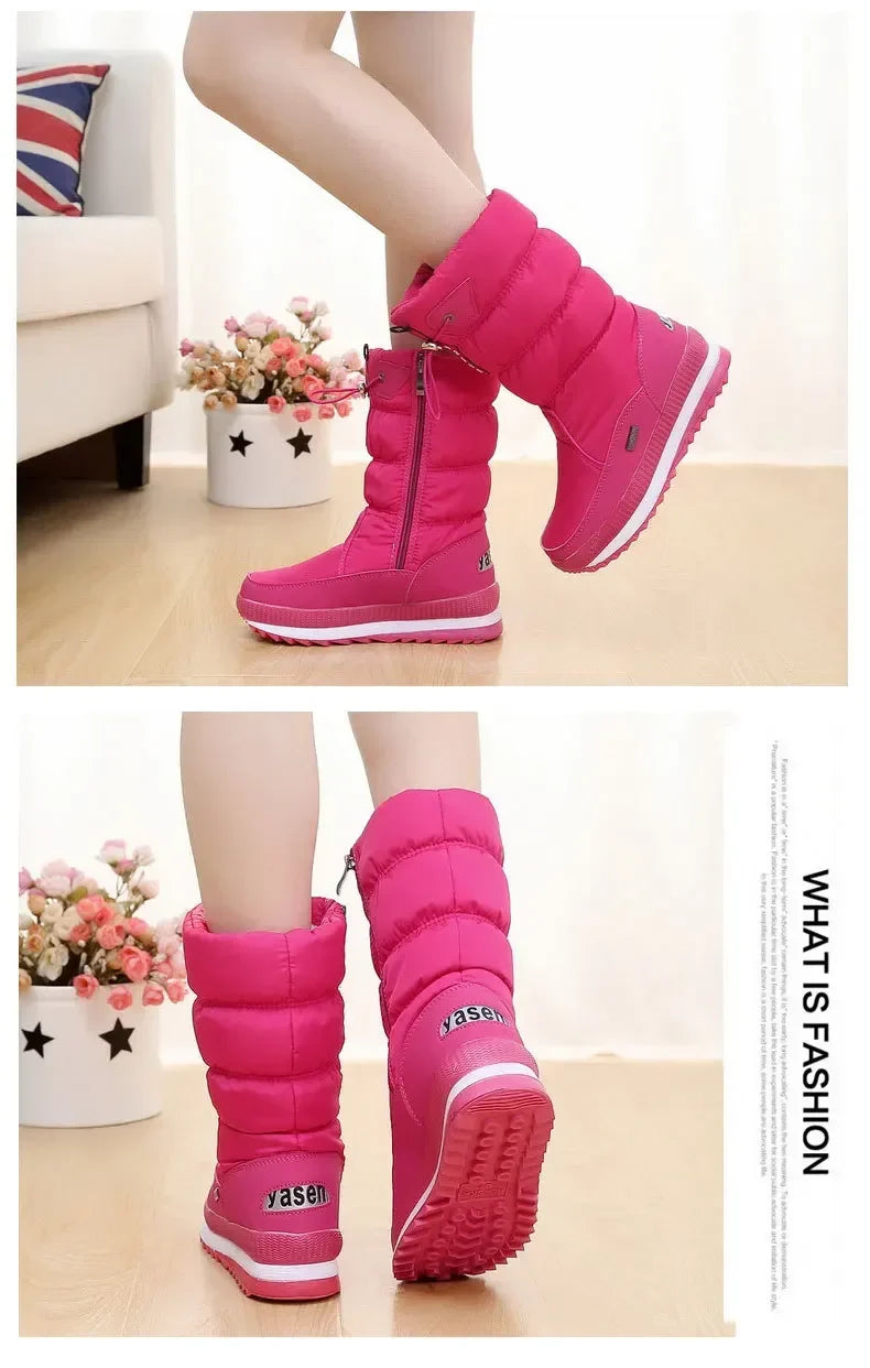 Winter Boots for Women Fashion Thick Plush Waterproof Non-slip Boots Couple Winter Shoes High Quality Warm Fur Boots New Zapatos