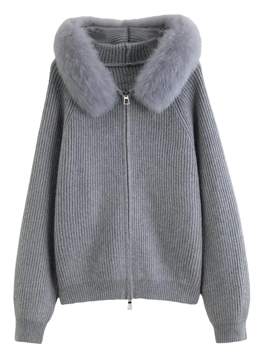 Women's Faux Fur Hooded Cardigan Winter Knit Outerwear