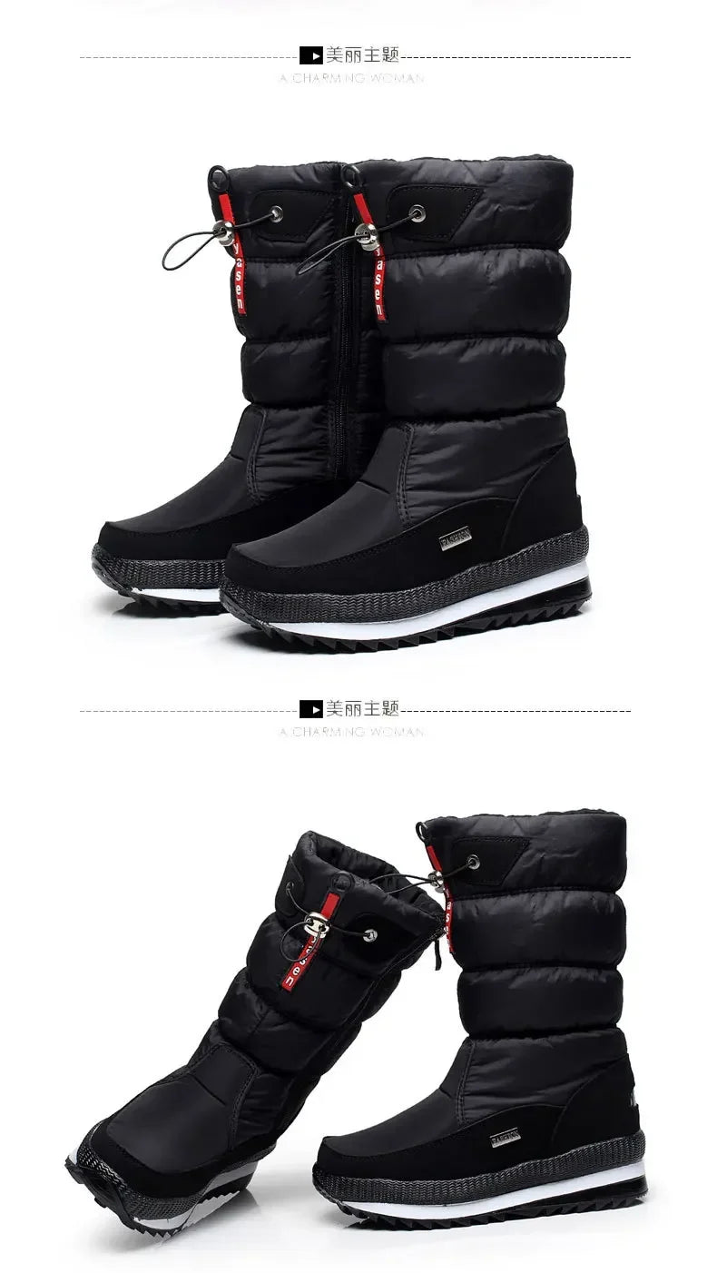 Winter Boots for Women Fashion Thick Plush Waterproof Non-slip Boots Couple Winter Shoes High Quality Warm Fur Boots New Zapatos