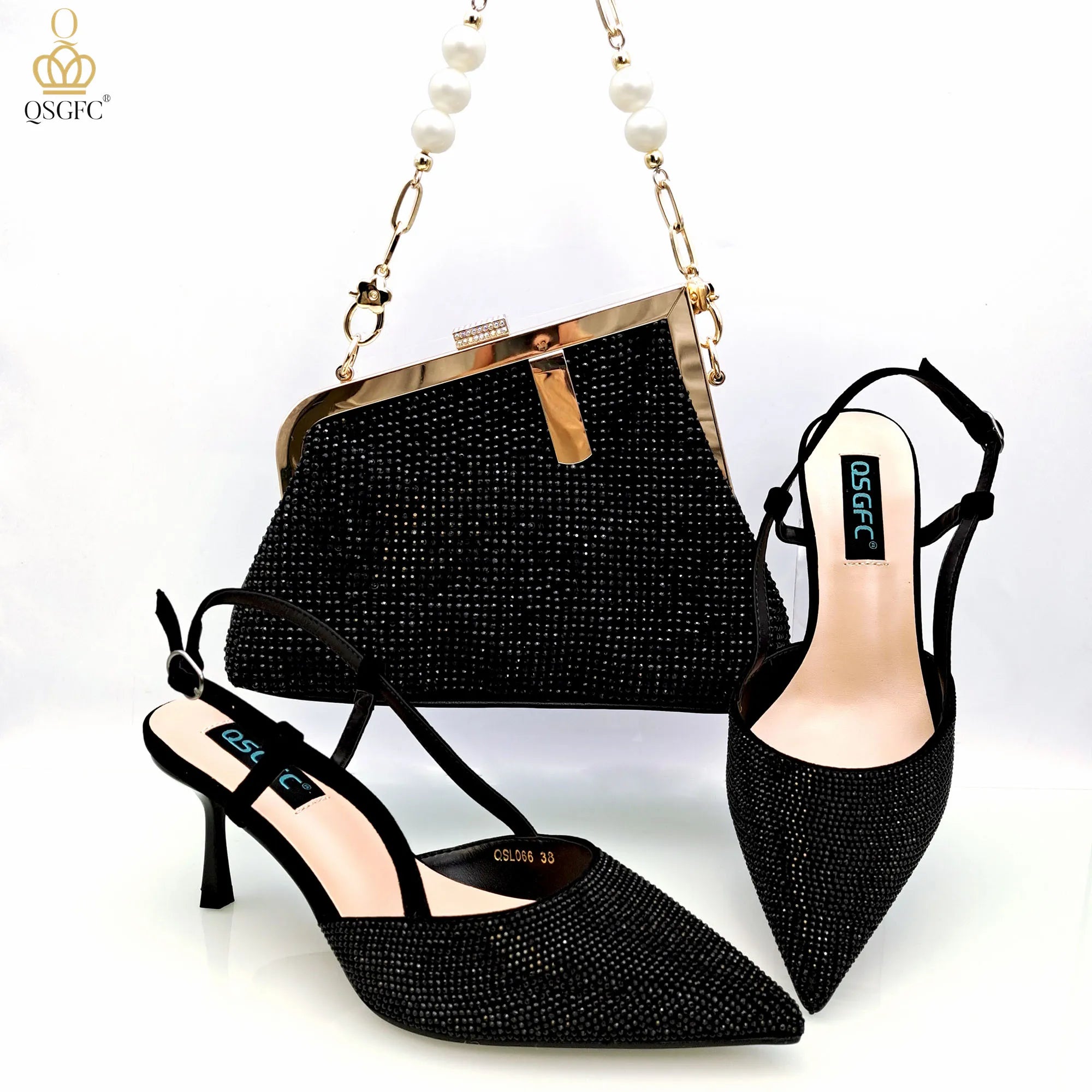 Modische Umhängetasche und High Heels mit Riemchen Set