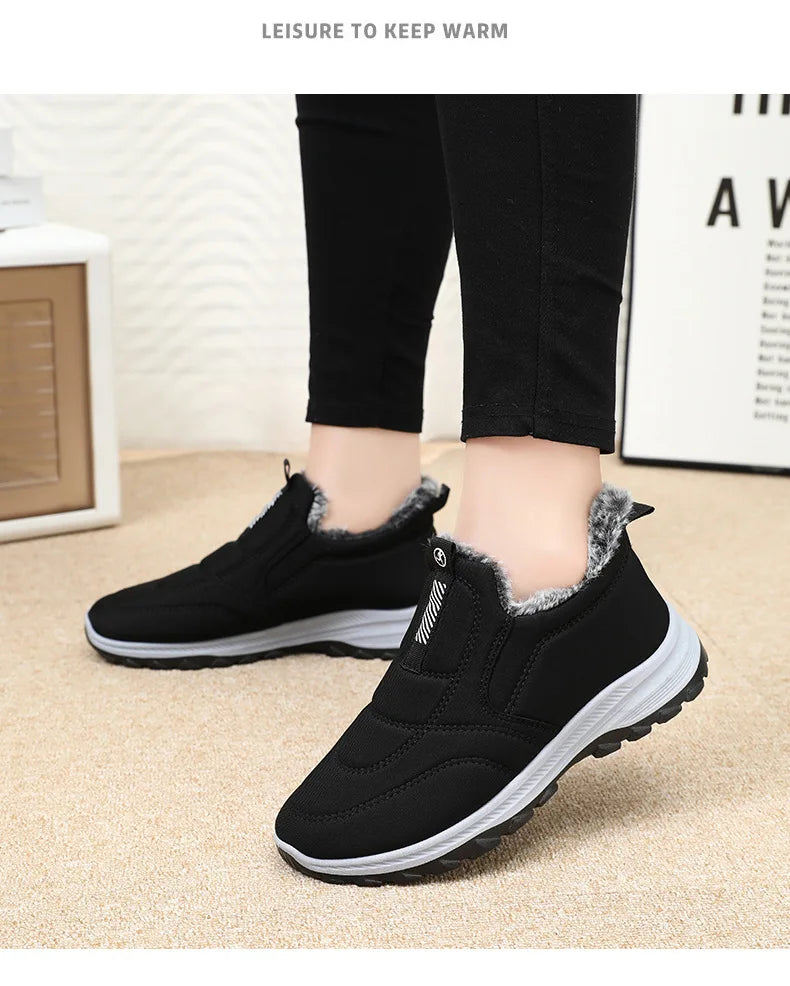 Winter Women Boots Outdoor Snow Boots Warm Lightweight Cotton Boot Non-slip Hiking Walking Shoes Fur Comfortable Women Ankle Boo