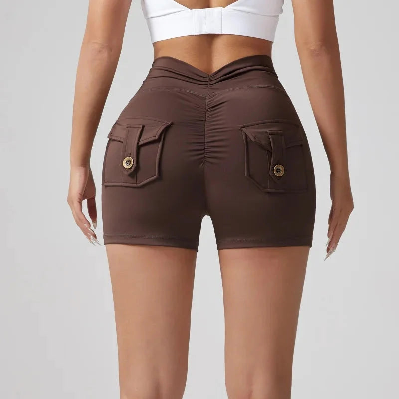 🍑 Geraffte High-Waist-Leggings mit Taschen für Damen