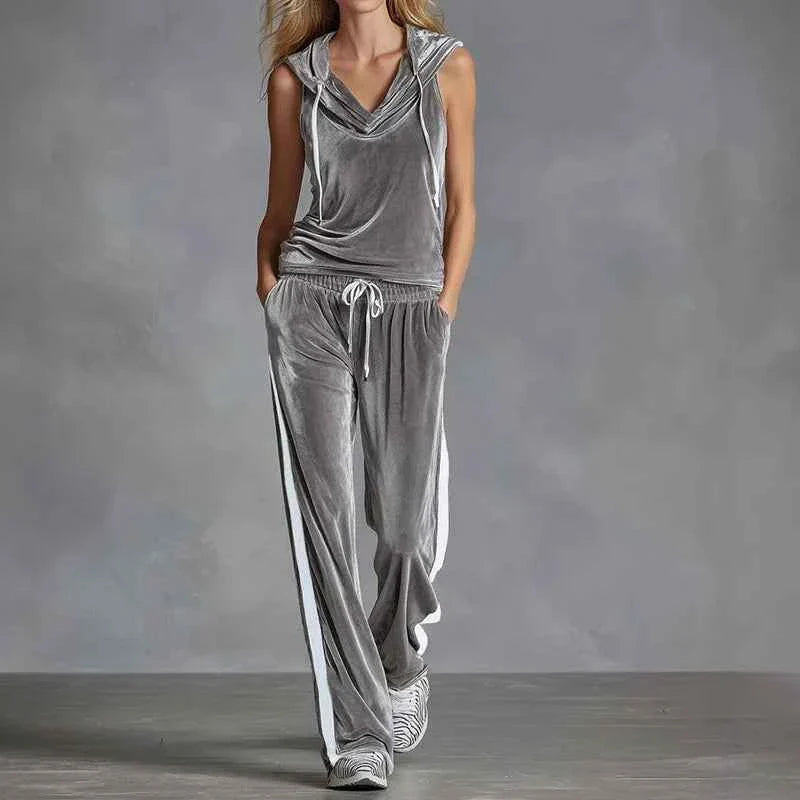 Summer Casual Women's Velvet Tracksuit Set