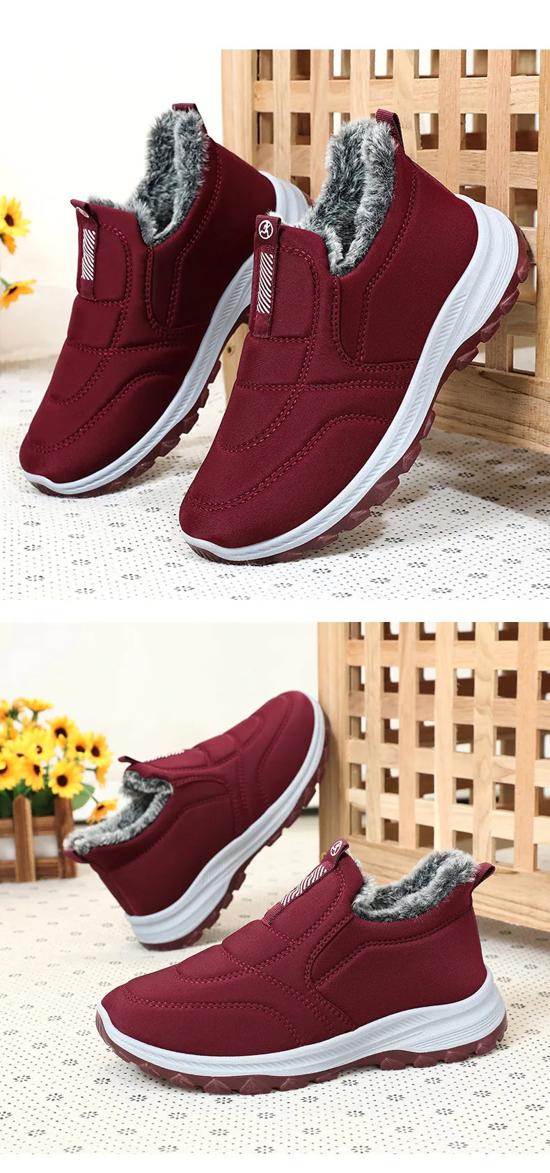 Winter Women Boots Outdoor Snow Boots Warm Lightweight Cotton Boot Non-slip Hiking Walking Shoes Fur Comfortable Women Ankle Boo