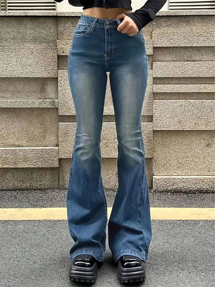 Women Flare Stretch Jeans High Waist