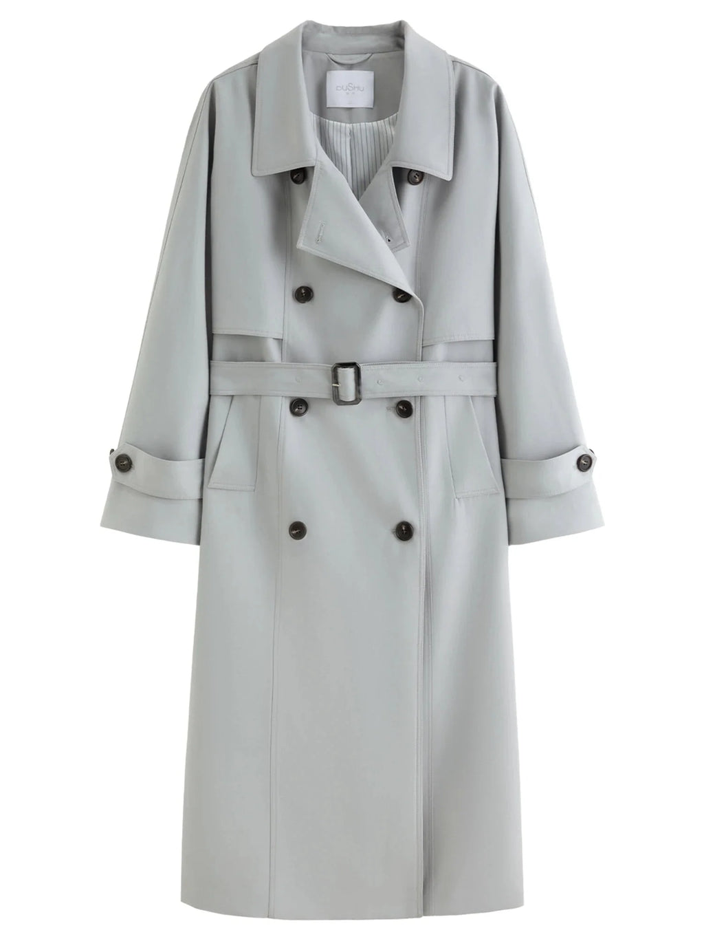 Women’s Khaki Double-Breasted Trench Coat Classic Long Fit