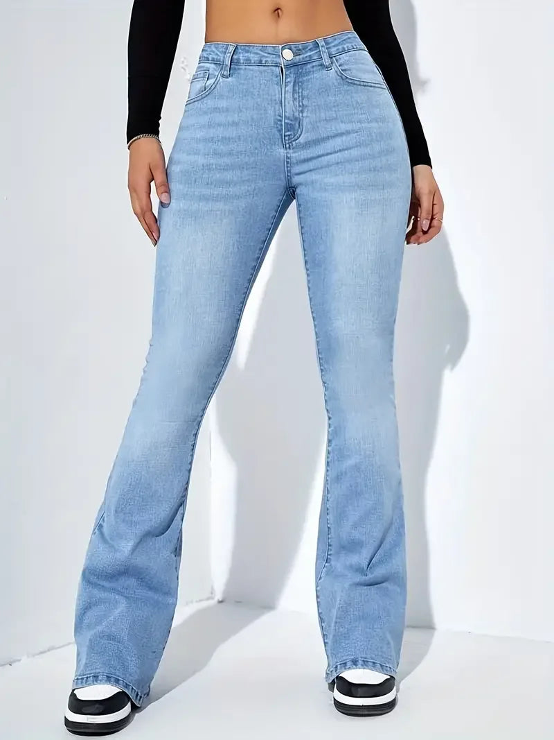 Women Flare Stretch Jeans High Waist