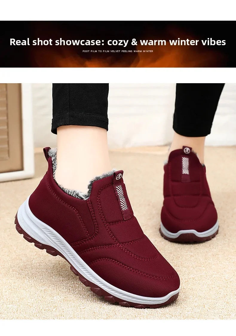 Winter Women Boots Outdoor Snow Boots Warm Lightweight Cotton Boot Non-slip Hiking Walking Shoes Fur Comfortable Women Ankle Boo