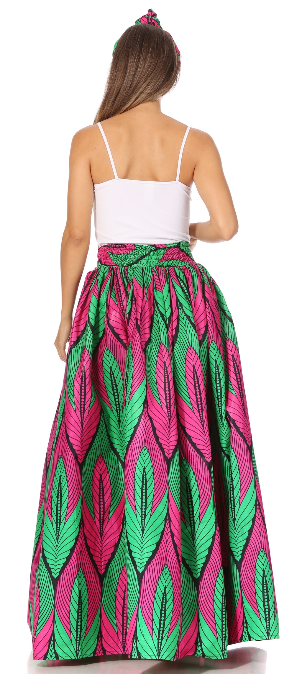 Sakkas Asma's Second Convertible Traditional Wax Print Maxi Skirt with Adjustable Straps