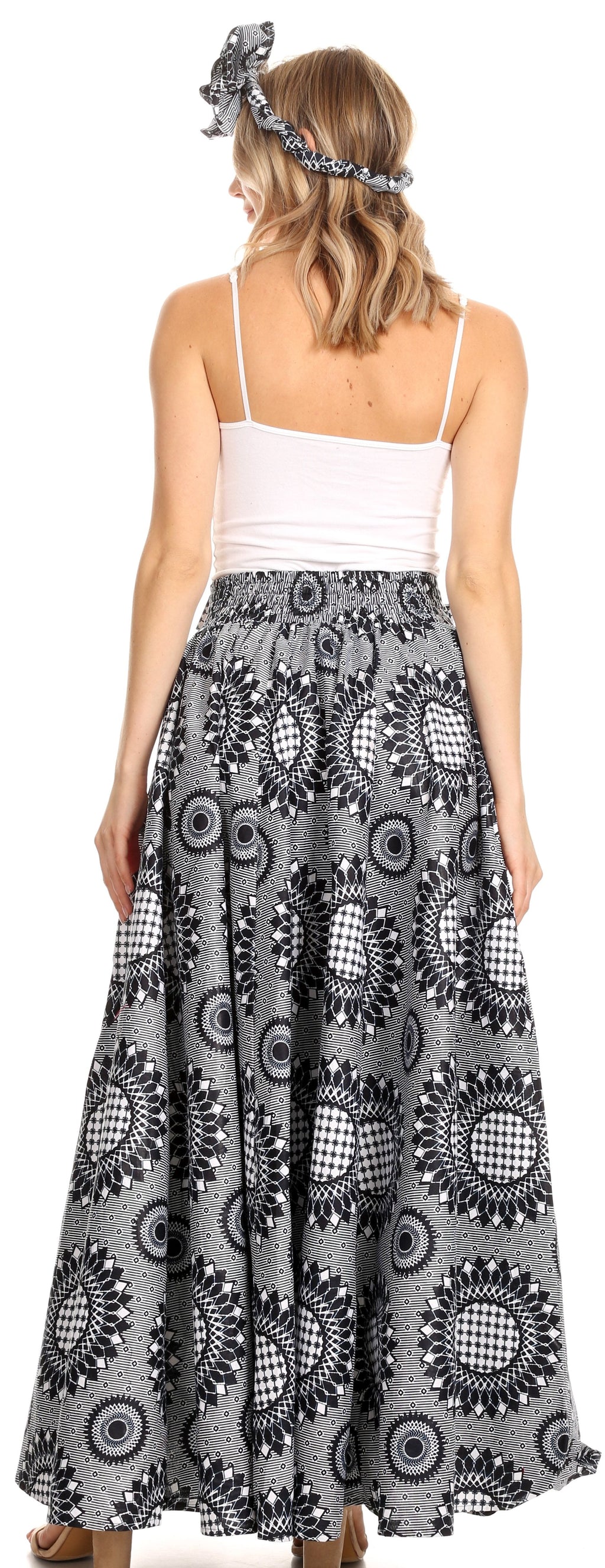 Sakkas Asma Convertible Traditional Wax Print Adjustable Strap Maxi Skirt | Dress