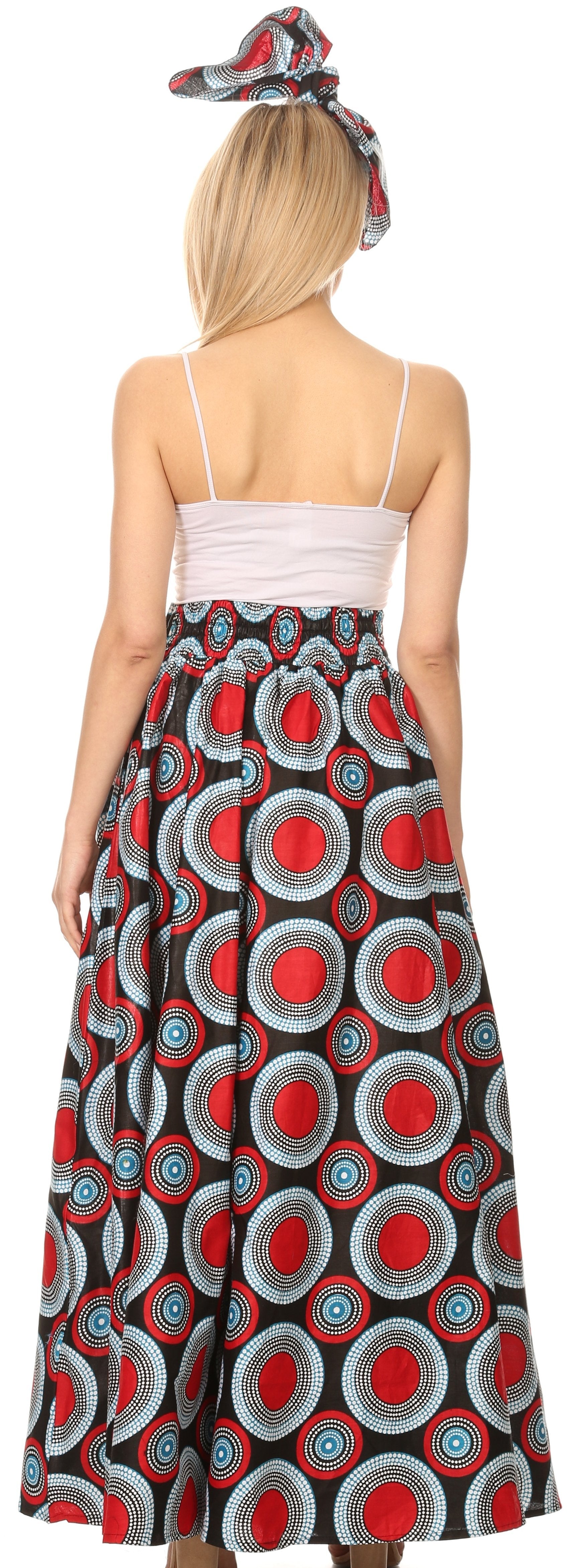 Sakkas Asma Convertible Traditional Wax Print Adjustable Strap Maxi Skirt | Dress