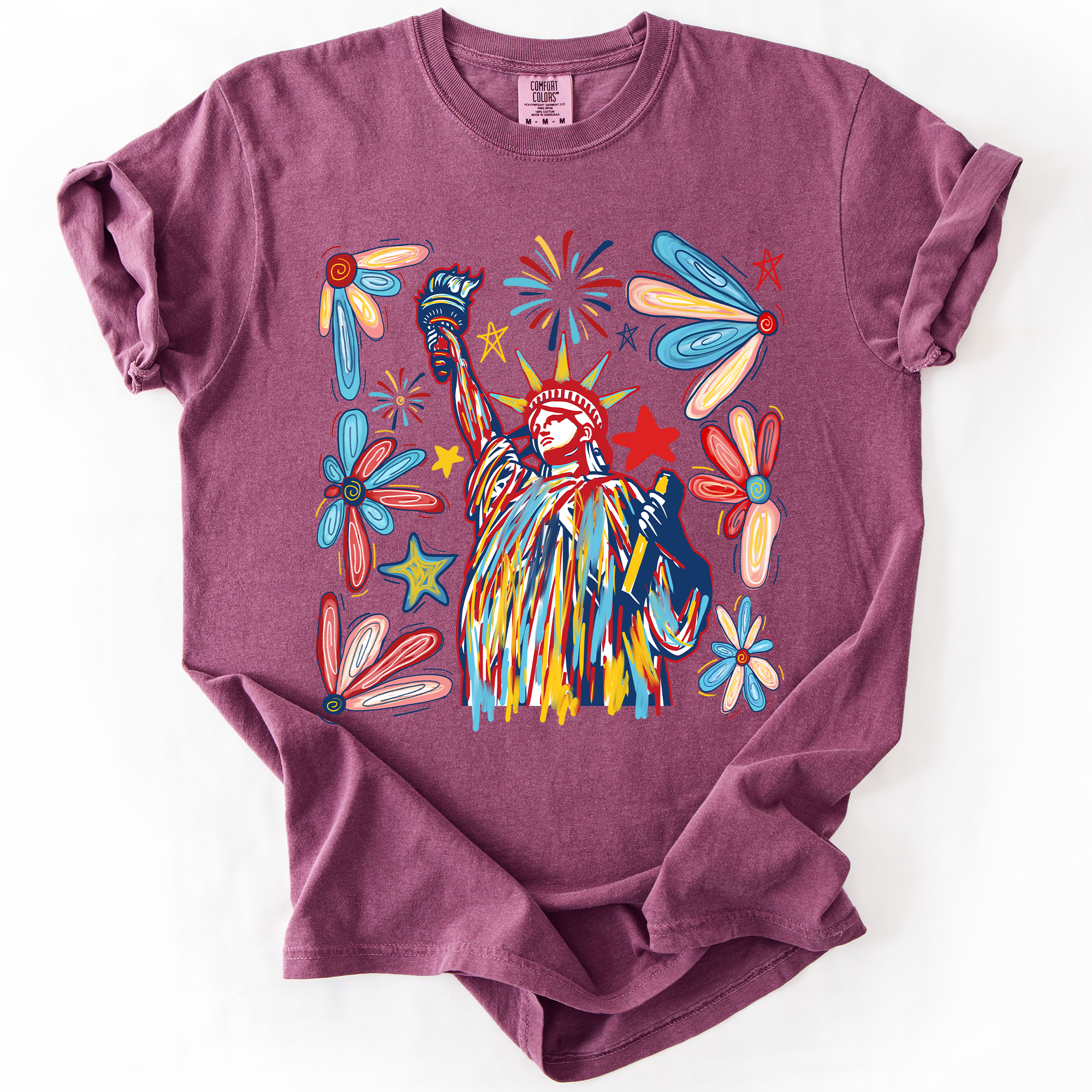 Statue Of Liberty, Patriotic, USA, Colorful, America, Fourth Of July, Comfort Colors T-Shirt